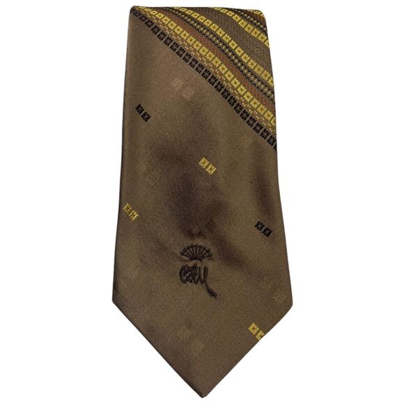 Vintage Woolf Brothers Countess Mara Tie Brown Black Yellow, Preowned - Picture 1 of 7